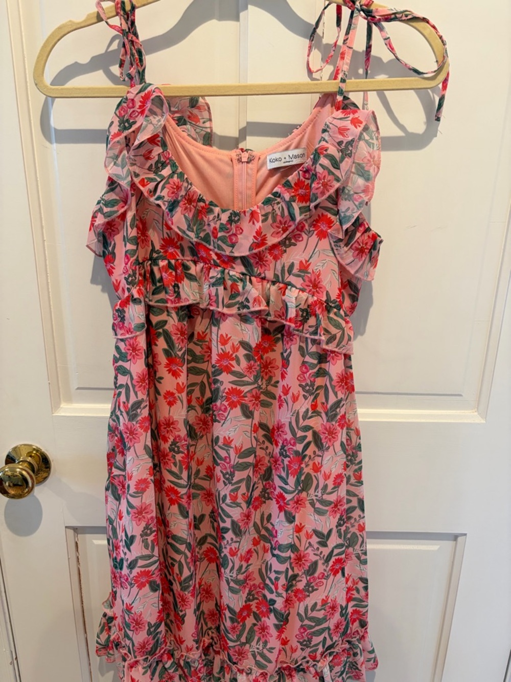 Women’s Pink Floral Ruffle Sundress